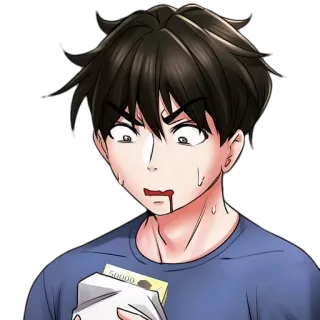 😳 mężczyzna, anime, pieniądze, krew, pot telegram sticker