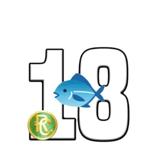 🐟 18 número, pez, moneda, gráfico, pegatina telegram sticker
