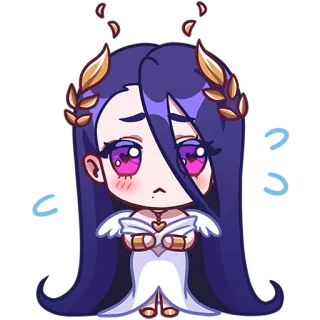😔 치비, 애니메이션, 여성, 보라색 머리, 귀여운 telegram sticker