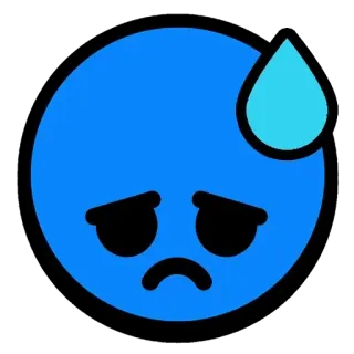 😞 이모지, 파란색, 슬픔, 땀, 불행, 감정 telegram sticker