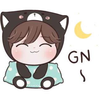 😼 GN kawaii, gute Nacht, Schlaf, Nacht, Mond, süß, Anime, Cartoon telegram sticker