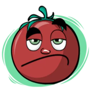 😟 tomat, kartun, sayuran, makanan, stiker whatsapp sticker