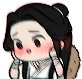 🌟 anime, chibi, cute, character, sticker, blushing whatsapp sticker