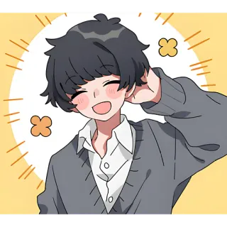 ☺️ Anime, Desenho animado, Feliz, Kawaii, Sorriso, Menino telegram sticker