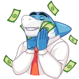 🤑 ฉลาม, เงิน, การ์ตูน, ธุรกิจ, ความสำเร็จ, การเงิน telegram sticker