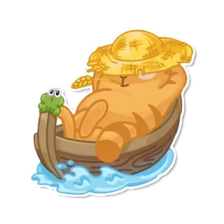 😌 gato, sombrero, barco, lindo, animal telegram sticker