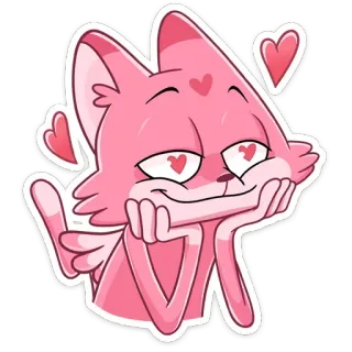 😍 고양이, 사랑, 하트, 분홍색, 귀여운, 동물, 카와이 telegram sticker