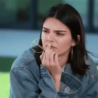 💕 Kendall Jenner person, middle finger, denim jacket, celebrity telegram sticker