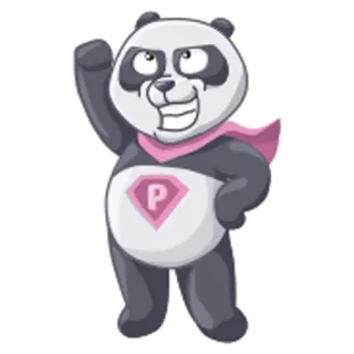😇 panda, cartoon, superhero, animal, cute, pink, sticker telegram sticker
