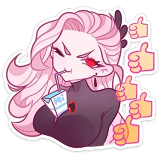🧃 sticker, cartoon, anime, chibi, duim omhoog, pakje sap whatsapp sticker
