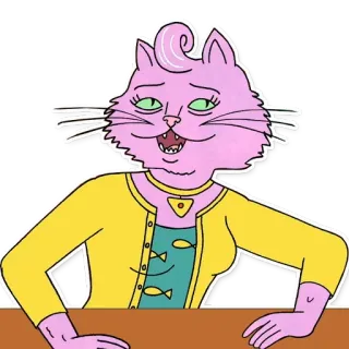 🤠 Princess Carolyn BoJack Horseman кот, мультфильм, анимированный, розовый, животное, BoJack Horseman telegram sticker