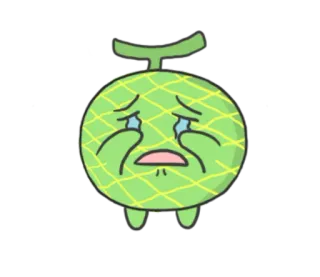 🍈 Melone, Frucht, weinen, traurig, Cartoon telegram sticker