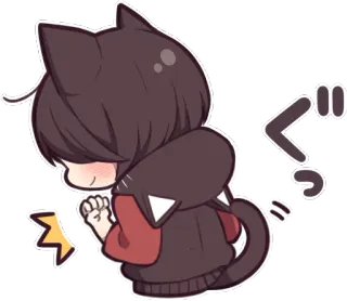 😆 ぐっ Anime, Chibi, Orejas de gato, Lindo, Kawaii, Sticker, Manga, Sudadera con capucha whatsapp sticker