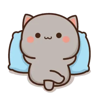 😌 Katze, süß, kawaii, schläfrig, Kissen, Cartoon, Tier telegram sticker