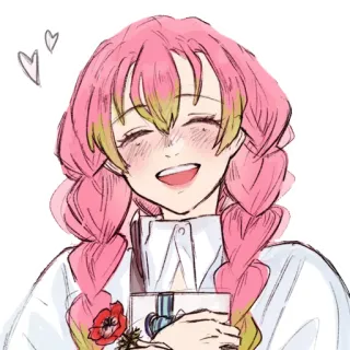 😊 Mitsuri Kanroji Demon Slayer Anime, Demon Slayer, Mitsuri, Kanroji, Amore, Cuore telegram sticker