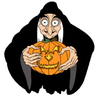 😶 hexe, kürbis, halloween, alte frau, cartoon, gruselig telegram sticker