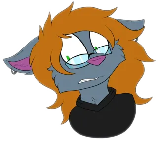 😱 Furry, Cartoon, Antropomorf, Bril, Kat, Oorbellen telegram sticker