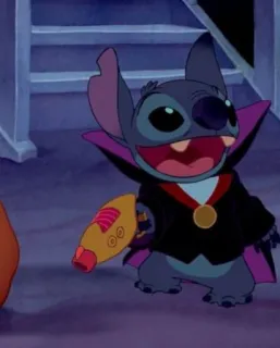 😂 Stitch Lilo & Stitch стич, disney, хэллоуин, вампир, мультфильм telegram sticker