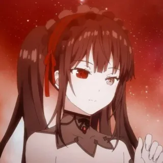 ✨ Kurumi Tokisaki Date A Live Anime, fille, Kurumi Tokisaki, Date A Live, cheveux noirs, yeux rouges telegram sticker
