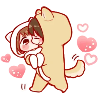 🥰 dễ thương, cặp đôi, ôm, chibi, anime, trái tim, kawaii telegram sticker