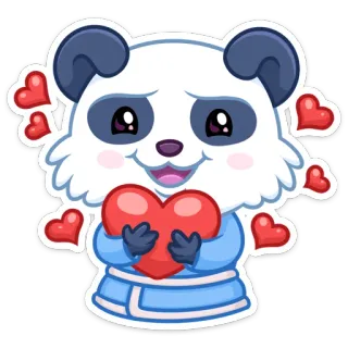 ❤️ panda, serce, miłość, słodki, kreskówka, zwierzę, walentynki telegram sticker