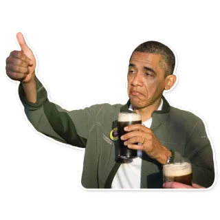 👍 Barack Obama Obama, Presiden, Bir, Politisi, Minuman, Jempol ke atas whatsapp sticker