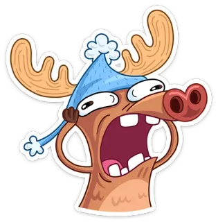 😮 rusa besar, hewan, kartun, stiker, lucu, konyol, karakter telegram sticker