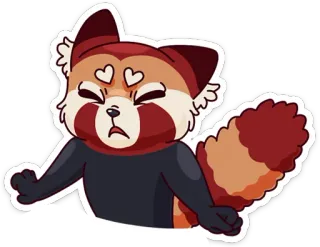 😠 rode panda, cartoon, schattig, dier, hartjes ogen, liefde telegram sticker