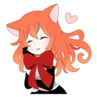 ❤️ 애니메이션, 만화, 귀여운, 고양이 소녀, 하트, 치비, 카와이 telegram sticker