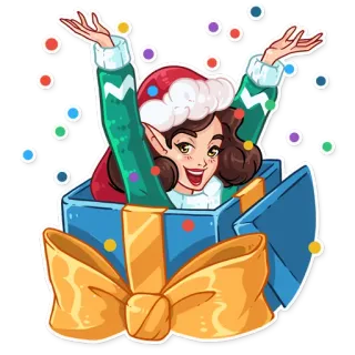 🥳 weihnachten, elfe, geschenk, feier, feiertage, winter, jahreszeit whatsapp sticker