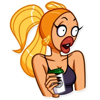 😦 Мультфильм, Женщина, Кофе, Блондинка, Смешной, Рыба telegram sticker