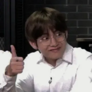 ⚔ Daumen hoch, Person, Brille, Fröhlich, Positiv, Kpop, V, BTS telegram sticker