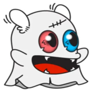 😬 monstre, dessin animé, fantôme, mignon, points de suture telegram sticker