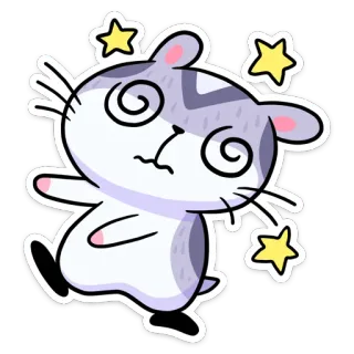 🧟 햄스터, 어질어질, 만화, 동물, 별, 귀여운 telegram sticker