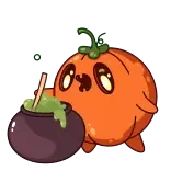 🍵 pompoen, halloween, ketel, heks, magie, schattig, sticker telegram sticker