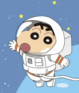 🧑‍🚀 Shin-chan Crayon Shin-chan อนิเมะ, การ์ตูน, นักบินอวกาศ, อวกาศ, ตลก, ดาว, เด็ก telegram sticker