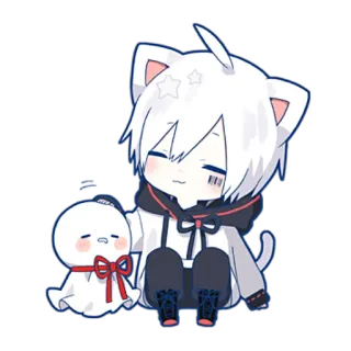 😊 anime, cat, cute, kawaii, ghost, cartoon telegram sticker