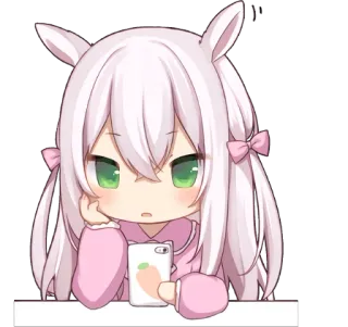 📱 Anime, Cartoon, Chibi, Süß, Mädchen, Rosa, Hase, Kawaii telegram sticker