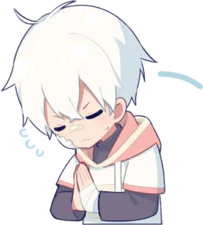 🙏 Anime, Fofo, Ferido, Bandagem, Triste, Chibi telegram sticker