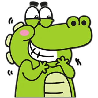 😬 cartoon, alligator, crocodile, cute, green telegram sticker