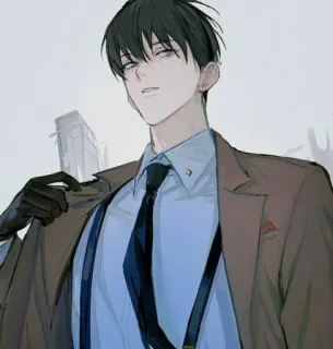 📖 Anime, Personaje, Masculino, Traje, Guantes whatsapp sticker