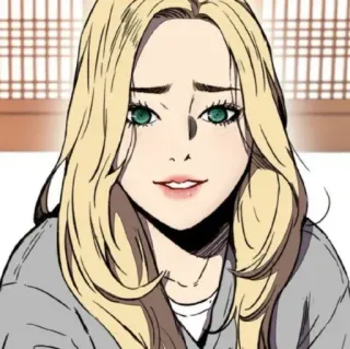 🎐 mujer, rubia, anime, manga, personaje, retrato telegram sticker