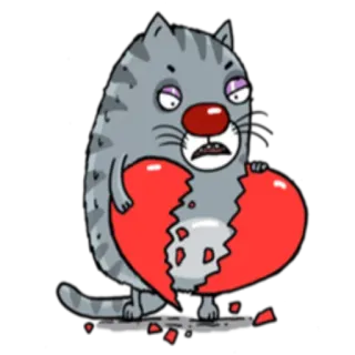 💔 고양이, 상처받은 마음, 슬픈, 만화, 슬픈 고양이, 실연 telegram sticker