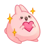 ❤️ konijn, schattig, roze, hart, dier, cartoon telegram sticker