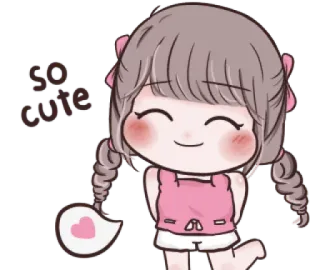☺️ so cute น่ารัก, ผู้หญิง, การ์ตูน, หัวใจ, น่าเอ็นดู, คาวาอิ, มีความสุข telegram sticker