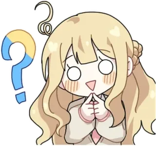 💬 卡通, 问题, 金发, 可爱, 困惑 telegram sticker