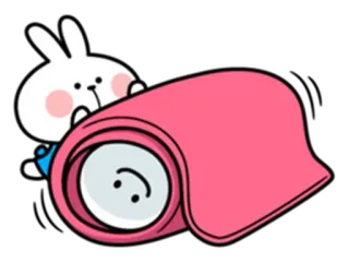 🙃 うさぎ, 毛布, かわいい, 動物, 漫画 telegram sticker