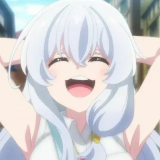 🍃 anime, girl, smile, white hair, happy telegram sticker