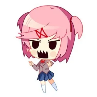 😱 Natsuki Doki Doki Literature Club! Anime, Chibi, Sticker, Dessin animé, Natsuki, Doki Doki Literature Club whatsapp sticker