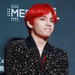 🍁 V K-Pop, Idola, Penyanyi, BTS, Selebriti, rambut merah, Korea whatsapp sticker